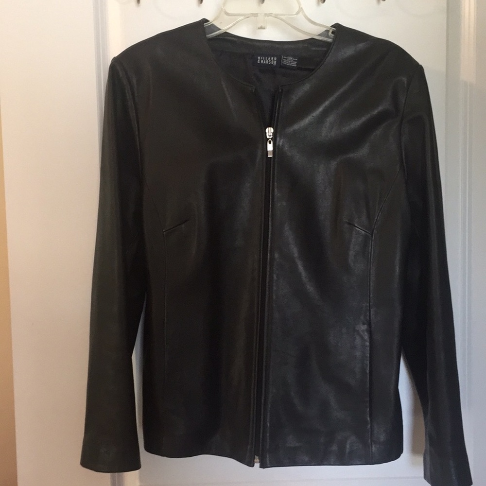 Leather zip front women’s jacket